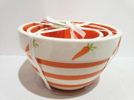 Easter Terramoto Ceramic Orange White Carrot Nesting Bowls Set of 3 - $28.70