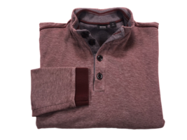 Hugo Boss Piceno Mens XL Sweater Brown White Button Pullover Cotton Blend - $26.99