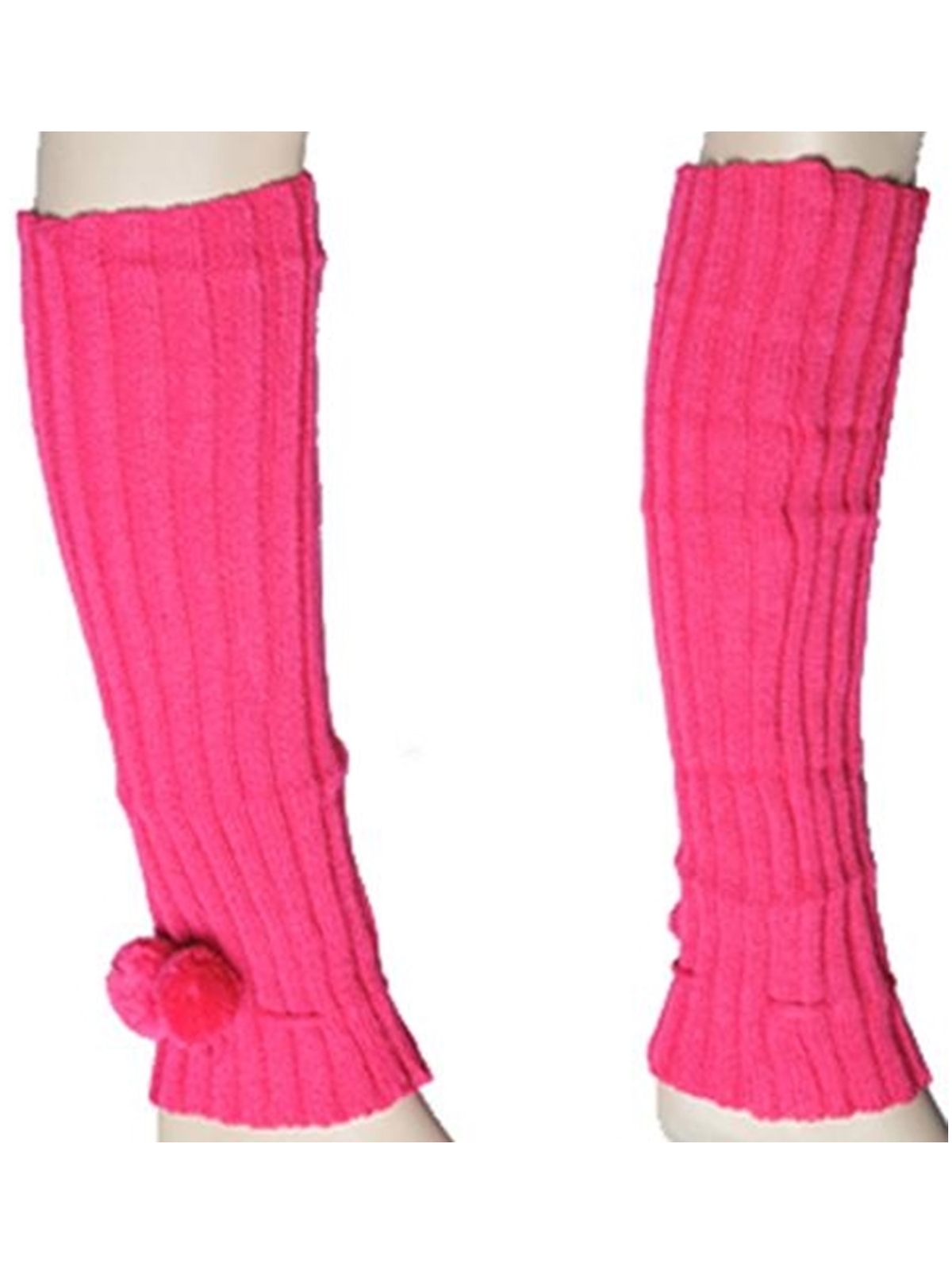 Womens Hot Pink Solid Color Knit Leg Warmer Wpom Pom Accents Lw1020 Leg Warmers 3393