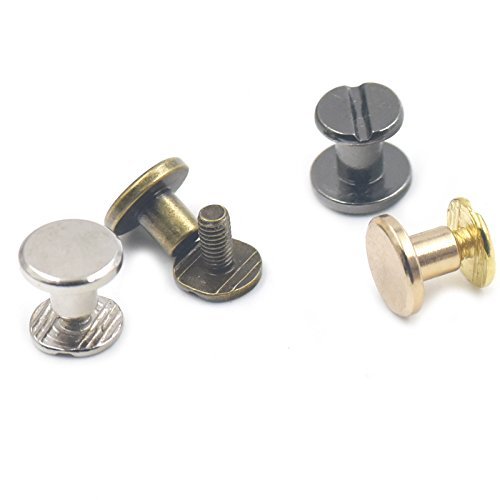 Bluemoona 20 Sets - 9x6.5mm Brass Button Chicago Rivets Studs Screw Screwback Le