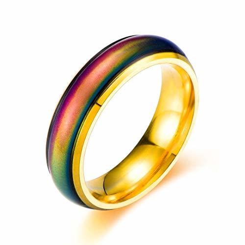 Ello Elli 6MM Color Changing Stainless Steel Mood Ring Gold, 9 ...