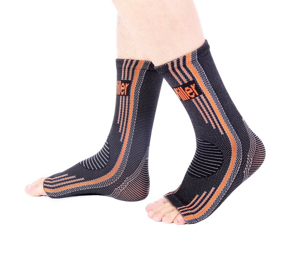 Doc Miller Premium Ankle Brace Compression Support Sleeve Socks(Orange, Medium)