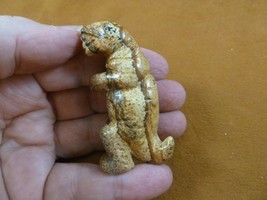 (Y-DIN-TY-717) Tan Jasper T-REX Tyrannosaurus Dinosaur Gemstone Carving Figurine - $17.53