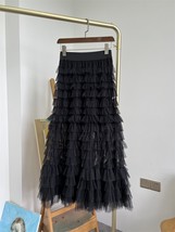Black Tiered Tulle Maxi Skirts Full Long Black Tulle Layered Skirt Plus Size image 1