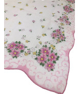 Vtg Handkerchief Hankie Pink Yellow Gerber Daisies Daisy Floral Flowers ... - $15.79
