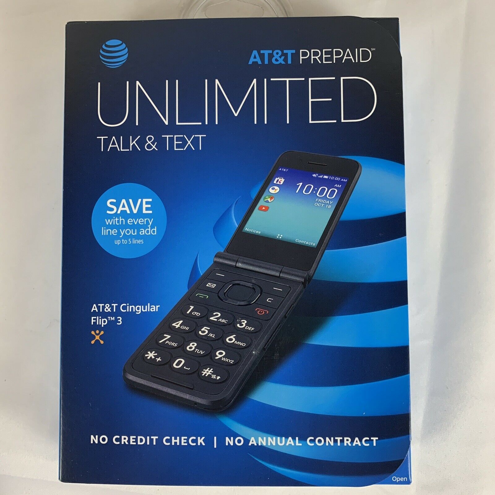 AT&T Prepaid Cingular Flip 3 WiFi 4G LTE HD Voice Flip Phone Talk