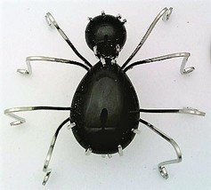 Black Onyx Spider Stainless Steel Wire Wrap Brooch 17 - $26.00