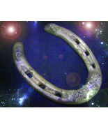 HAUNTED ANTIQUE GOLD PLATED HORSE SHOE ELEVATING LUCK MAGICK SCHOLARS CA... - $111.11