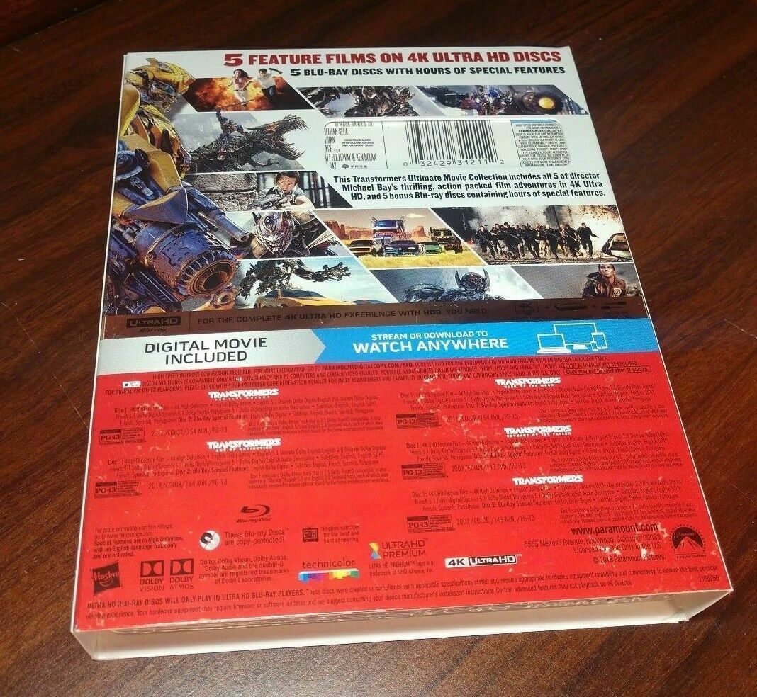 Transformers The Ultimate 5 Movie Collection (4K NO DIGITAL) Free