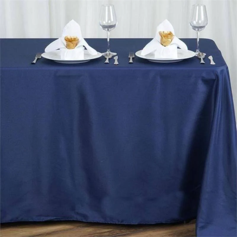 Navy Blue - 90x156" Polyester Rectangle Tablecloths Wedding Party Events - $34.88