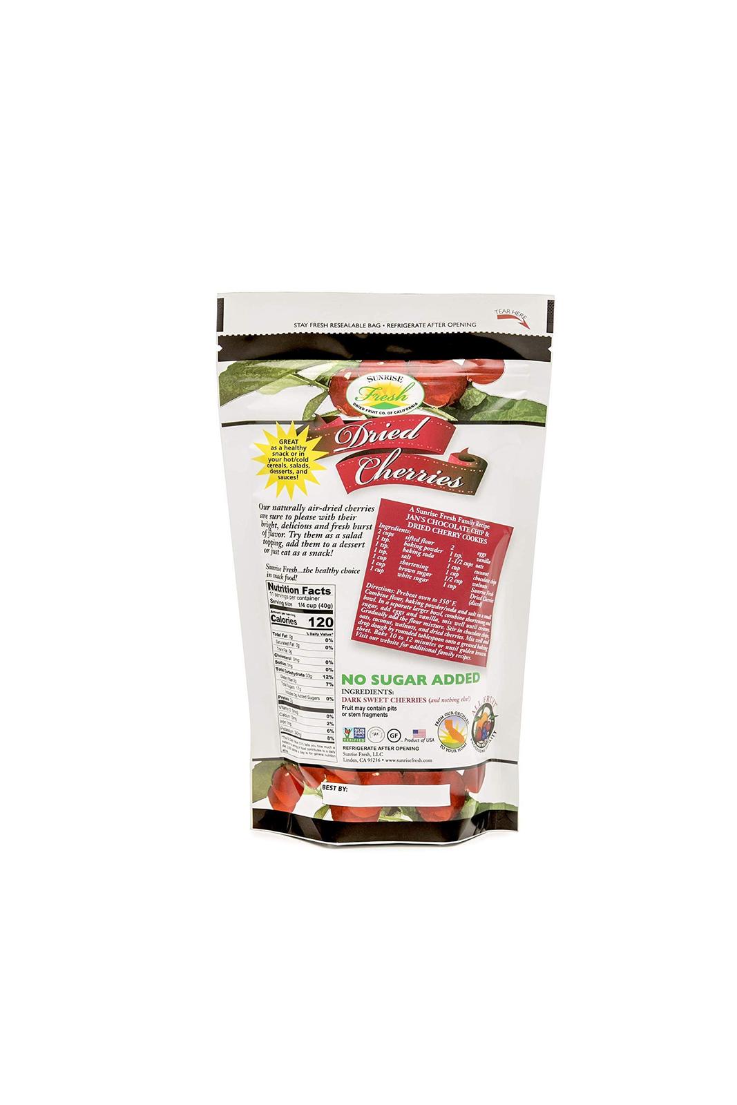 Sunrise Fresh Dried Fruit Company No Sugar Added Dried Dark Sweet Cherries, 16 o Fruit Snacks