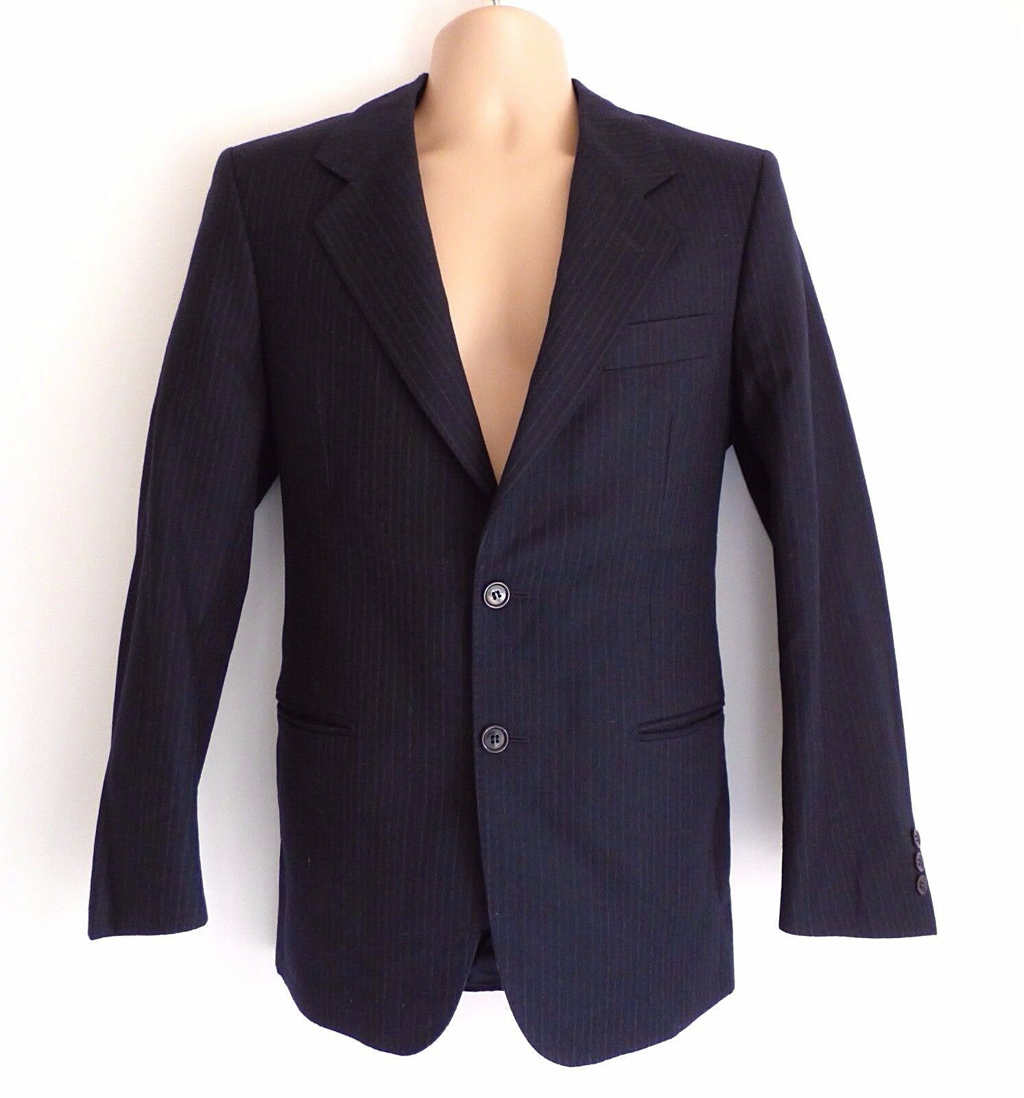 BASINGHALL Tailored Blue Striped Merino Wool Men's Vintage Blazer Suit ...