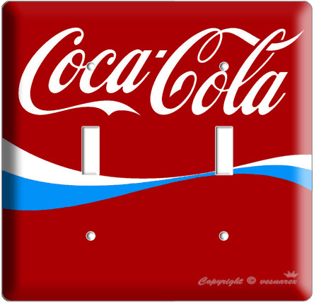 NEW COCA-COLA BLUE CLASSIC COKE DOUBLE LIGHT SWITCH COVER WALL PLATE KITCHEN ART