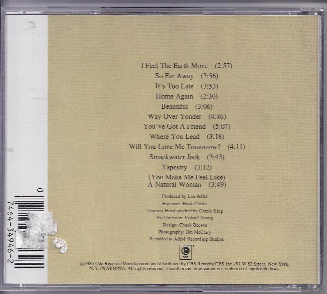 CAROL KING TAPESTRY CD CDs