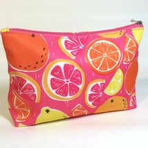 Clinique Orange Lemon Grapefruit Citrus Fruit Slice Pink Cosmetic Storage Bag  - $4.72