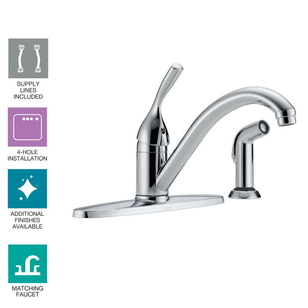 Delta Standard Kitchen Faucet 8 in. Widespread 4Hole Side Sprayer