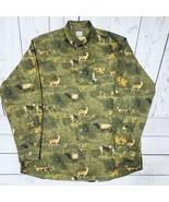 Mens COLUMBIA Camo DEER Bucks MAP Button Up L Shirt Hunting  - $28.49