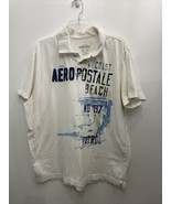 Aeropostale Mens XXL White Polo Short Sleeve Graphic Golf Shirt Spellout - $9.89