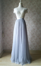 Floor Length Long Tulle Skirt Plus Size Tulle Maxi Skirt Wedding Skirt Gray image 1
