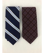 Mens Tie Lot Tommy Hilfiger Diagonal Stripe Geometric Print Blue - $14.97