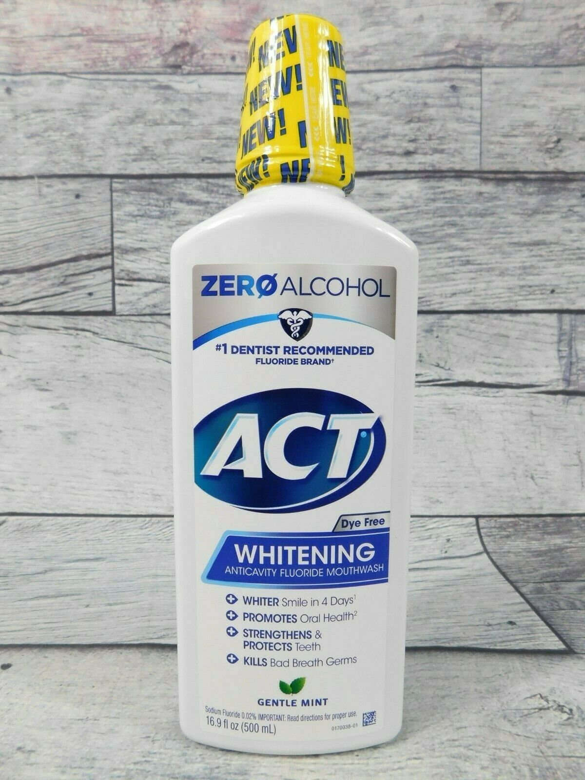 ACT Whitening Anticavity Fluoride Mouthwash Zero Alcohol Gentle Mint