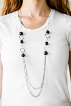 Paparazzi Jewelry Necklace Its About Showtime Black Oversized Beads Hoops - $4.50