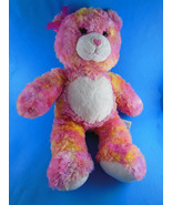 Pink Teddy Bear with yellow varigated plush16&quot; heart Nose &amp; Tummy Build ... - $14.84