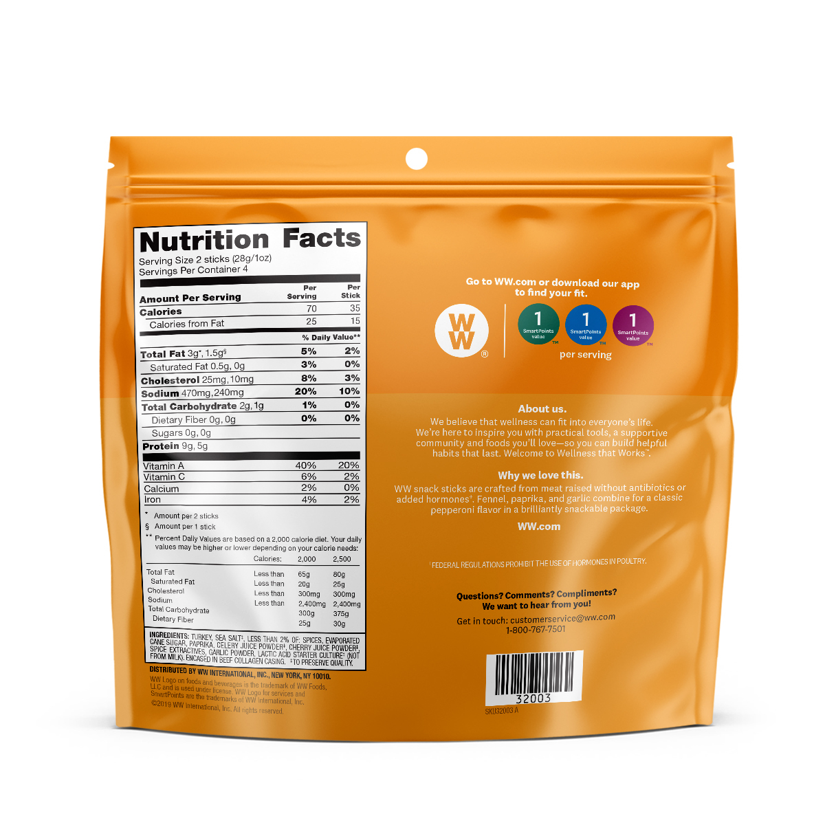 Turkey Pepperoni Snack Sticks, 16 ct, Glutenfree Jerky, Dried