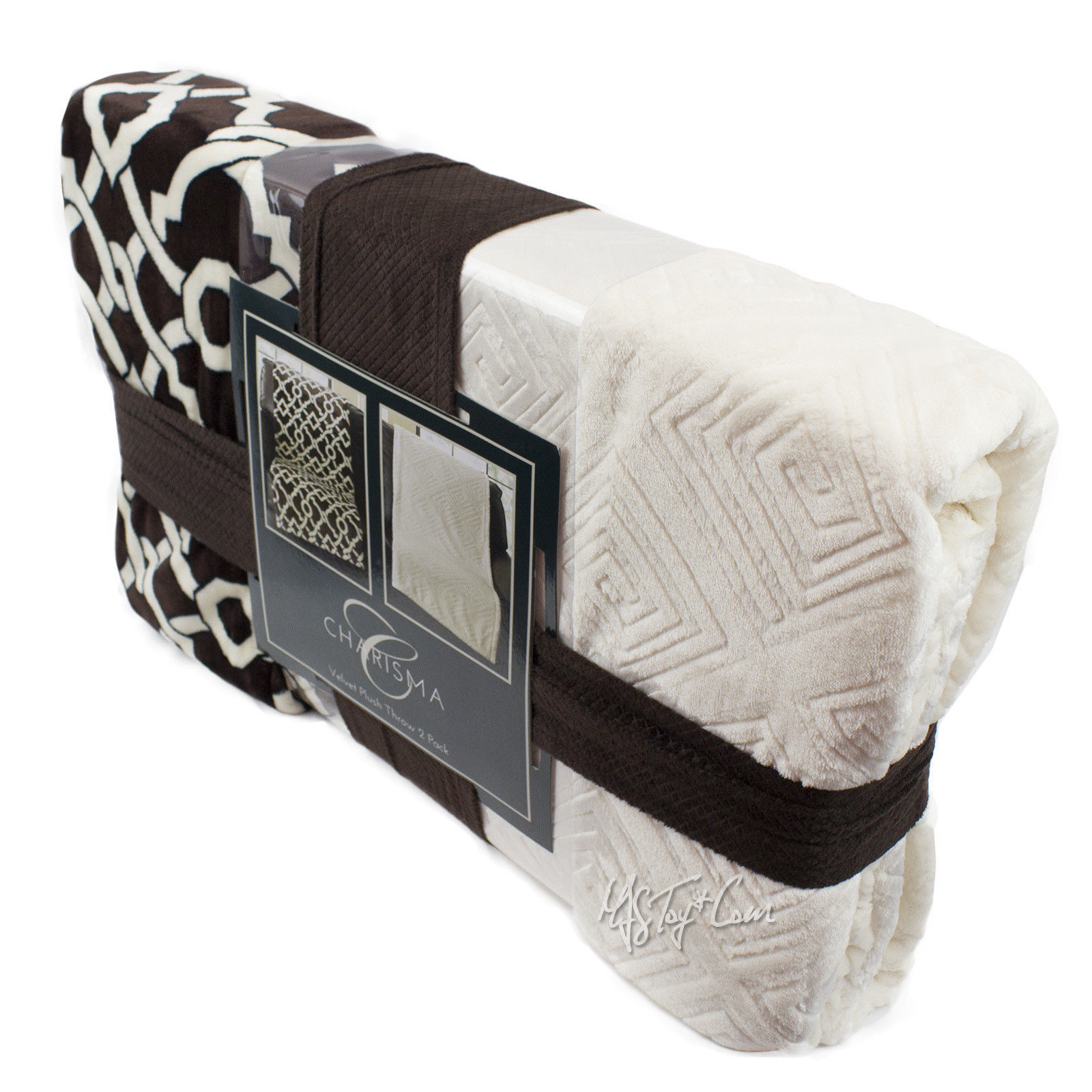 NEW Charisma Velvet Plush Throw 2 Pack Warm Soft Cozy Oversize Blanket