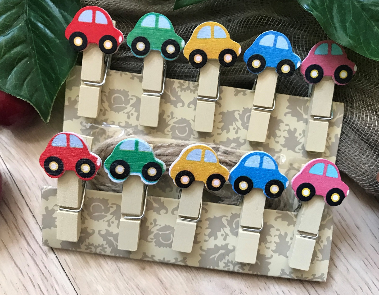 30*Car Pin Clothespins,Card holder Clips,Photo Clips,Birthday Favor Decorations