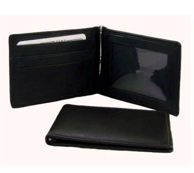 MENS LEATHER SPRING MONEY CLIP WALLET BIFOLD ID Window Credit Card New - Wallets