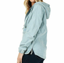 Women’s Premium Cotton Casual Hoodie Half Zip Pullover Denim Jean Jacket image 4