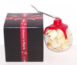 WONDERFUL 2018 MAKERS MARK WAX DIPPED LABEL GLASS CHRISTMAS ORNAMENT IN BOX - $14.25