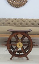 NAUTICALMART 18" SHIP WHEEL TABLE WITH NATURAL OAK WOOD FOR HOME DECOR 
