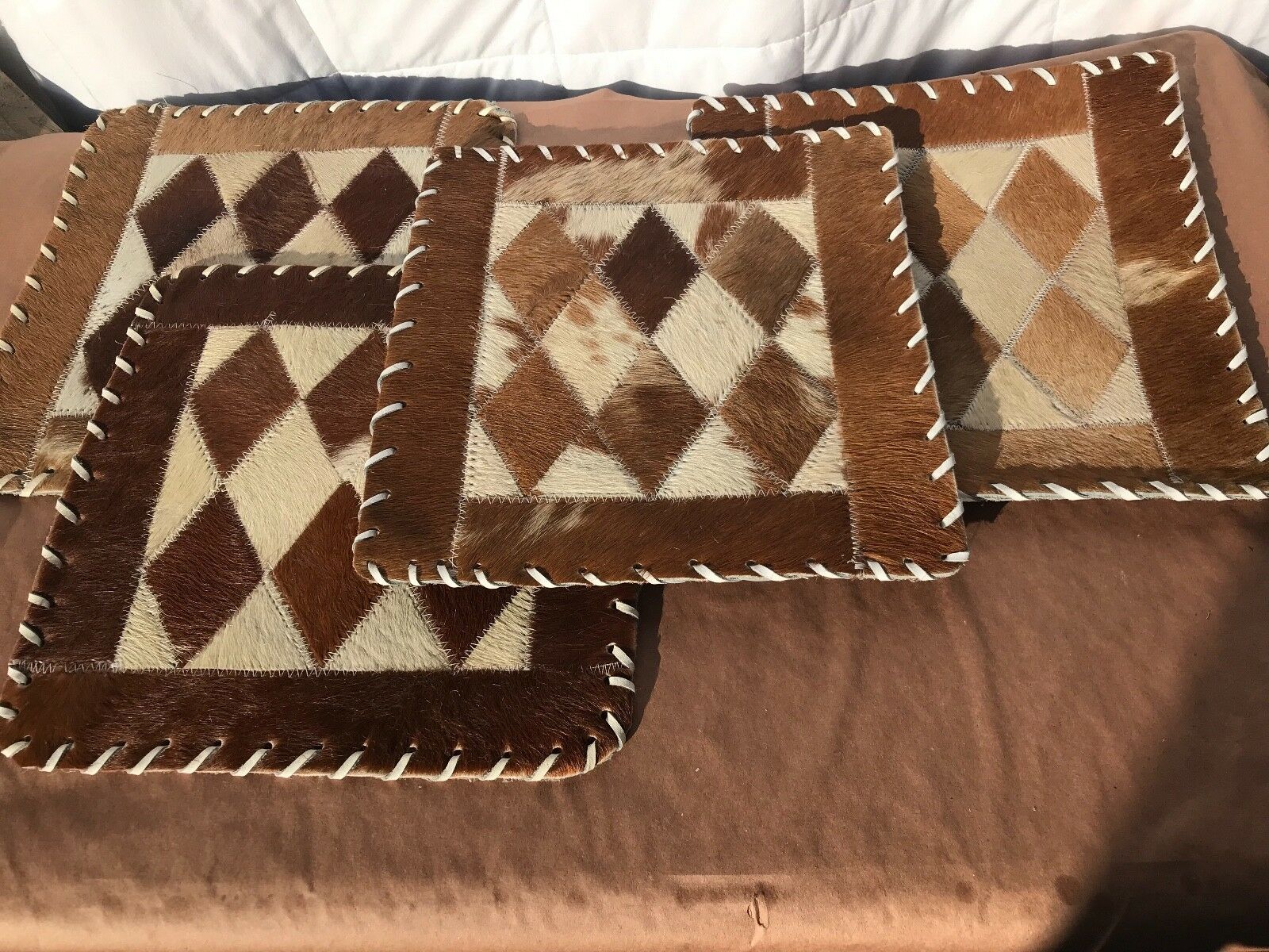 Leather Cowhide Place Mats Made in Brazil Four Placemat Placemats