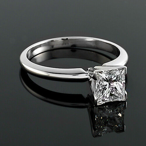 1.15Ct Princess Cut White Diamond 925 Sterling Silver Solitaire Engagement Ring