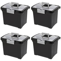 Portable Lockable File Box Organizer With Handle (4 Pack) - $149.99