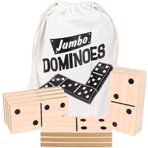 28Pc Jumbo Wooden Dominoes Set With Carrying Bag, E-Large Wood Dominos - $65.99