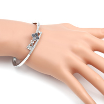 UE-Designer Bangle Bracelet With Jet Black Clover & Swarovski Style Crystals - $27.99
