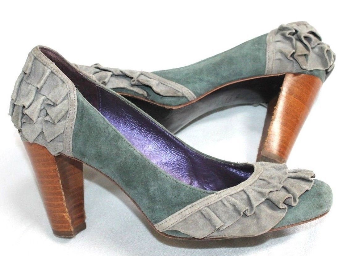 Due Farina Anthropologie Size 7.5 M Small Doses Heels Pumps Suede Leather Shoes - $14.85