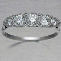 Five Diamond Engagement Wedding Ring 2.40Ct Round Cut 14K White Gold in ... - $257.93