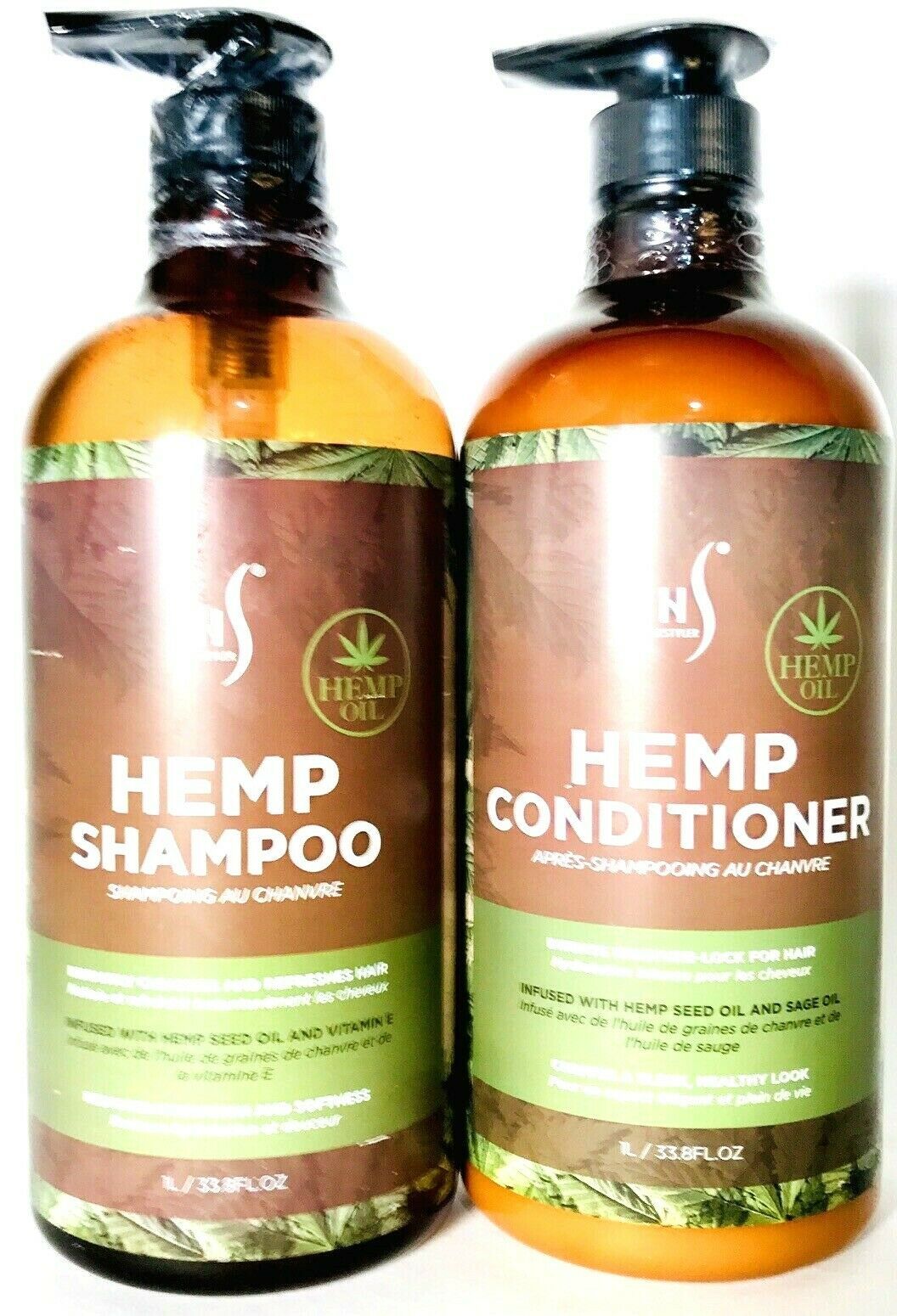 Herstyler 33.8 Oz Hemp Oil Cleanses & Refreshes Hair Shampoo & Conditioner Set Shampoo