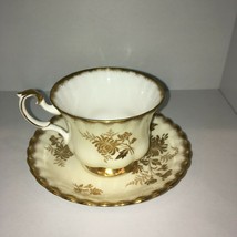 Royal Albert Vintage Series Gold Mums on Pale Yellow Tea Cup and Saucer Set - $28.50
