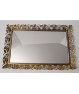 Vintage 1960s Rectangle Mirror Gold Tone Filigree Vanity Perfume Cosmeti... - $25.00
