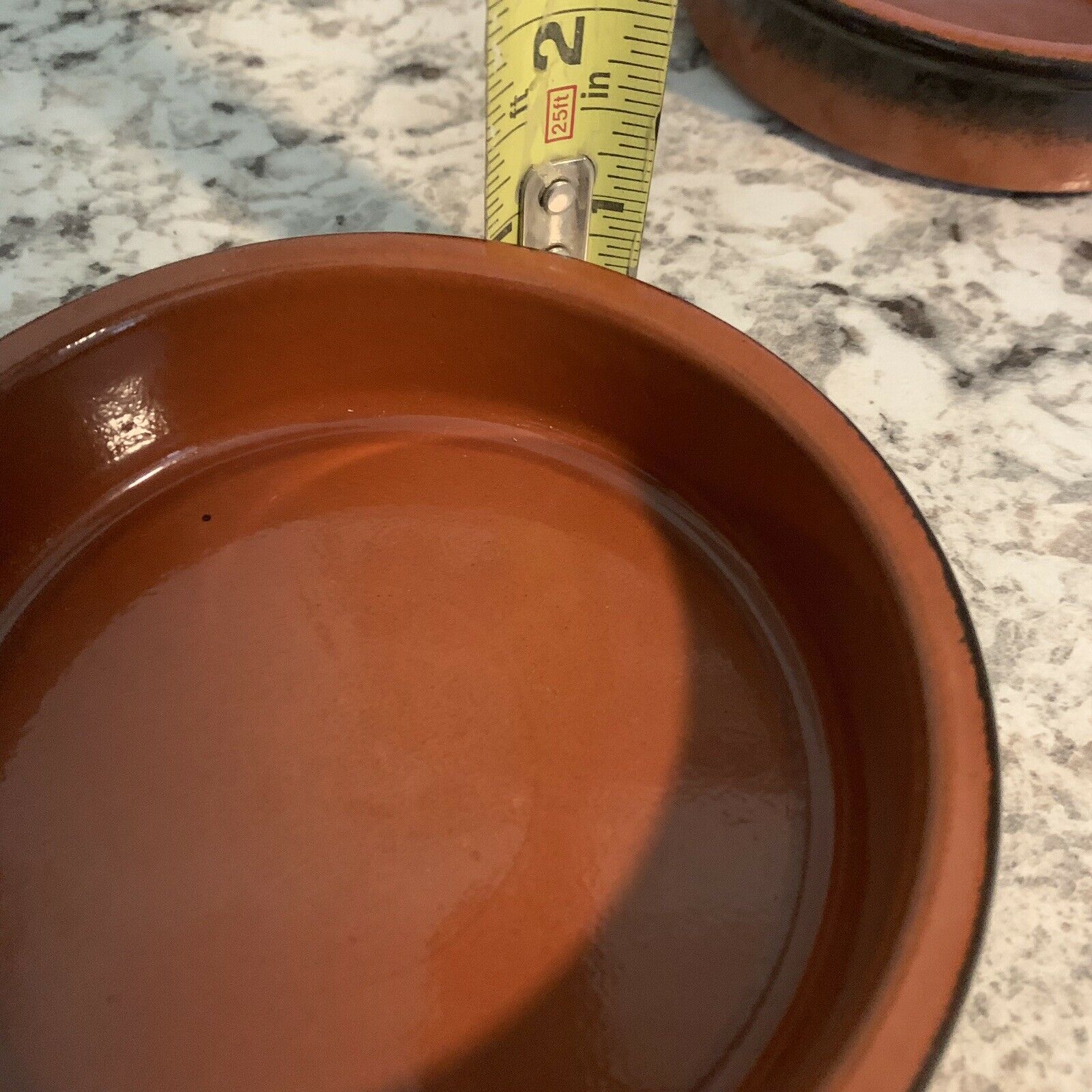 CERMER glazed FLAN DISH RAMEKIN reddish brown clay bowls, SET OF 4 Plates