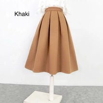 Winter Wool-Blend Midi Skirt Brown Pleated Party Skirt Outfit Custom Plus Size image 11
