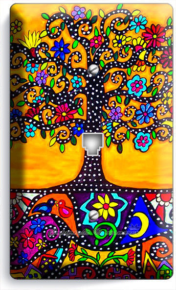 MEXICAN TREE OF LIFE FOLK ART PHONE TELEPHONE WALL PLATE COVER ROOM HOME DECOR