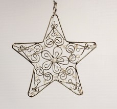Metal Star with Bead Accents Christmas Tree Ornament 4 Inches Diameter NEW - $2.59