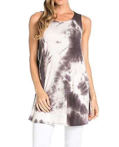 Azules Women's Rayon Span Tank Top Tunic-Solid (Small, Desaturation ...