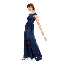 Adrianna papell navy sleeveless open shoulder maxi dress straight, 2 - $167.57